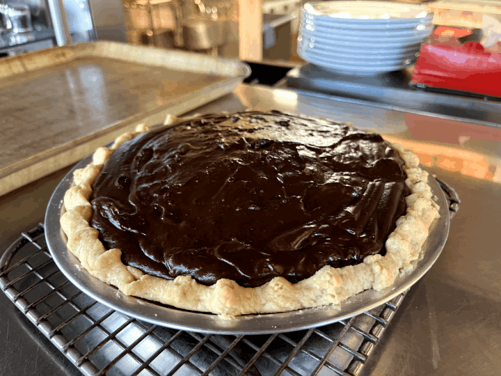 Chocolate pie with whipped cream
